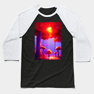 SURREAL RED AND PURPLE MUSHROOMS Baseball T-Shirt